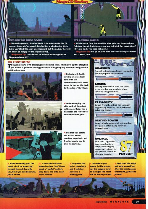 SEGA MegaZone #55, Sep 95 - A review of ‘Another World: Heart Of The Alien’ on the SEGA 