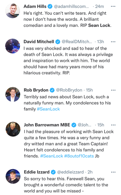 outtagum: Fellow comedians and co-stars pay tribute to Sean Lock who has passed away from cancer at 