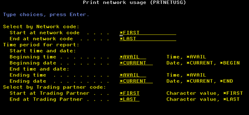 EXTOL EDI Print Net Usage Report PRTNETUSG