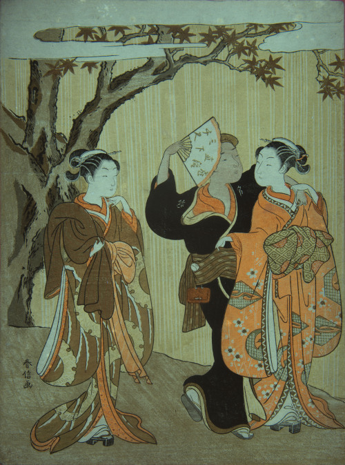 I recently examined Suzuki Harunobu’s color woodblock print Maple Leaf Viewing in preparation for th