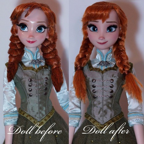 Disney Limited Edition 2015 Anna OOAK doll. I removed the shiny coat and most of her tinsel. She has