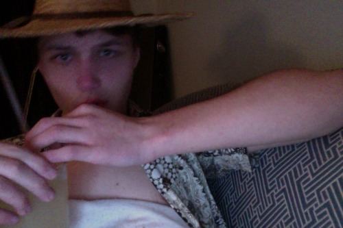 cottonoverground: i was taking a pic when my straw got stuck in my straw cowboy hat #farmerprooblems