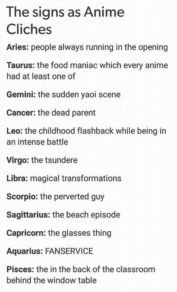 Anime Astrology Signs