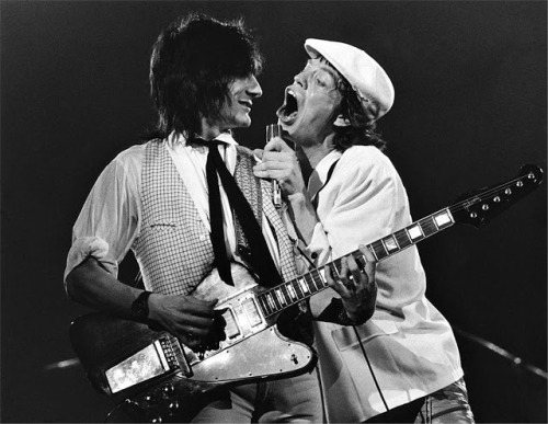 prominentmen:    Ronnie Wood and Mick Jagger Palladium, NYC, 1978.|