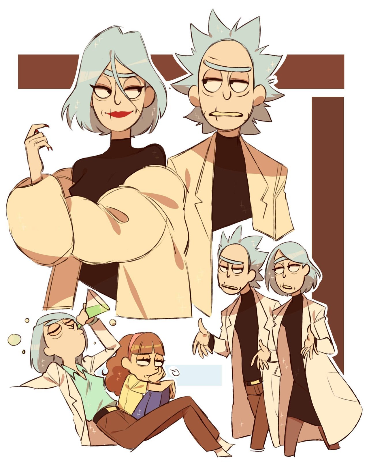 evaroze:  Some more genderbender Rick and morty doodles! I really wanted to draw