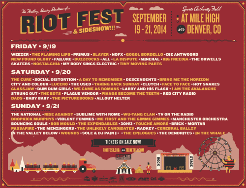 Why stop at one riotfest when you can do two! Denver Riot Fest this weekend. hope its as fun as last weekend. see you all there. tickets can be purchased here http://riotfest.org/denver/tickets/