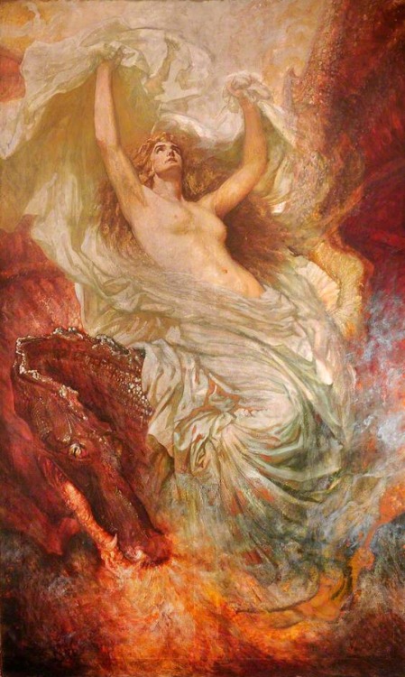 The Awakening of Wales.1911.Oil on Canvas.272 x 130 cm. (107.08 x 51.18 in.)Art by Christopher Willi