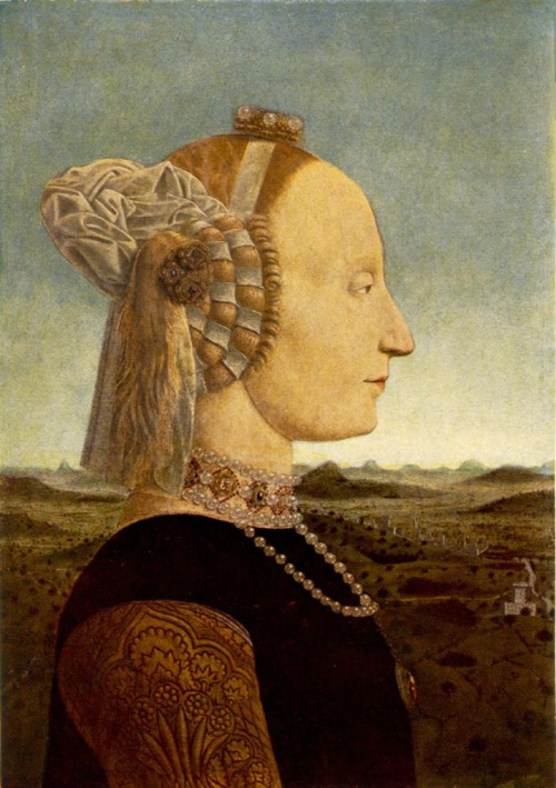 Portrait of Battista Sforza, 1465, Piero della FrancescaMedium: panel,tempera