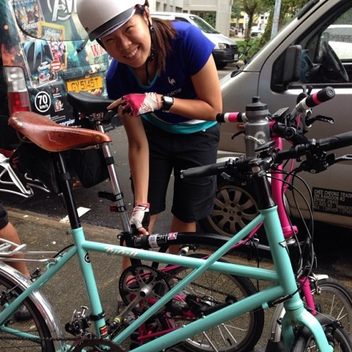 automateme:jing jing and both her bikes. #brompton #tyrell #singapore #bicycle #bike #cyclist