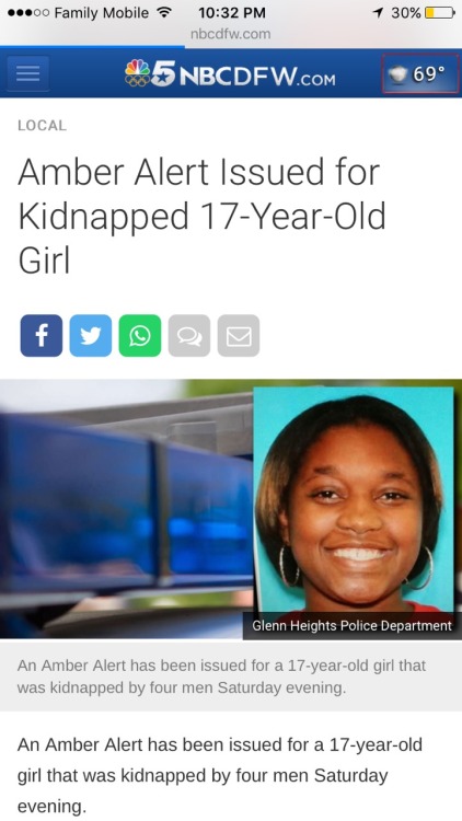 desiremyblack:  saito-91:  rudegyalchina:  PLEASE BOOST   http://www.nbcdfw.com/news/local/Police-Investigating-Kidnapping-of-17-Year-Old-Girl-376867311.html?_osource=SocialFlowFB_DFWBrand  Published at 8:41 PM CDT on Apr 23, 2016 This is NOT old news