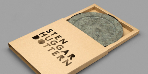 Heavy stone candle holders and plates packaging design by Göteborgstryckeriet, Sweden