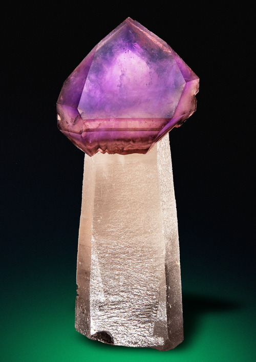 Quartz Scepter with Amethyst tip - Goboboseb Mts., Brandberg Area, Erongo Region, Namibia