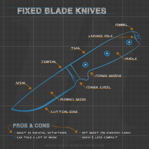 bladehq:  Anatomy of the Different Types of Knives We got together and decided that we wanted to make a comprehensive knife infographic. Rather than making you search for separate and specific infographics one at a time, we’re putting them all in the