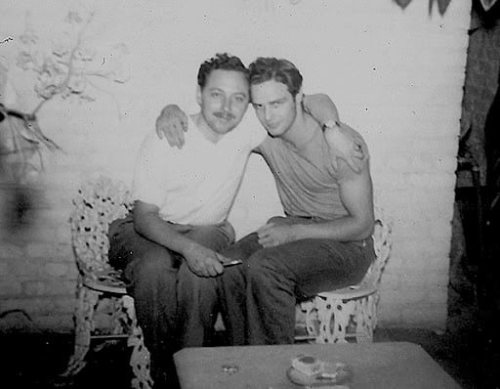 Marlon Brando with the American playwright and screenwriter Tennessee Williams. This photograph is d