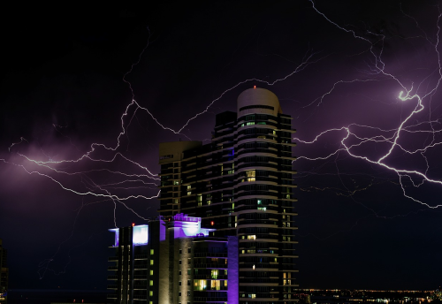 awkwardsituationist:  lightning over the skies of miami photographed by lostINmia from his apartment 