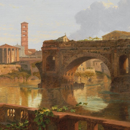 A View of Rome from the Tiber, with the Ponte Rotto and the Temple of Vesta (detail), c. 1870. Penry