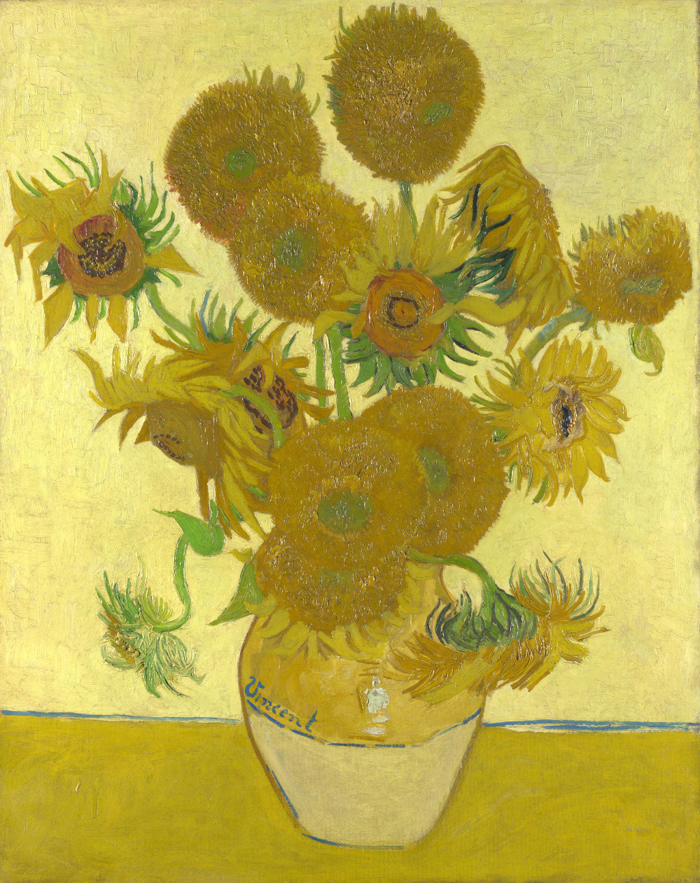 atmospheric-minimalism:  Sunflowers by David Hockney, Vincent van Gogh, and Egon