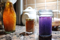 alonesomelittleheart:  littlekittydomme:  novaeflux:  lucithor:  lucithor:  Got quite a few messages asking how to do these, and have far too much free time, so here: How to make a glitter jar! This works with all types of shape, as I found out, and I