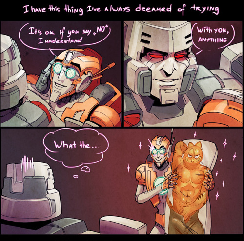 schandbringer:  larbestaaargh:oh the things you do for love, Megatron.This idea was born yesterday, at herzspalter’s stream once again, and I regret nothing  I’ve been laughing into my pillow for the past 5 years, this is fucking perfect, I’m in