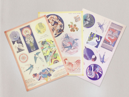 yasuko aoyama eraser prints works seal set 「鳥シールセット」3seats 27pieces / A6 size / Japanese paper and H