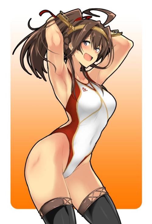 kyonkkun:Twitter / うるりひ@三日目H58b‏@Ulrich_46 競泳水着ポニテ金剛ﾃﾞｰｽ※Permission was granted by the artist to upload their works.