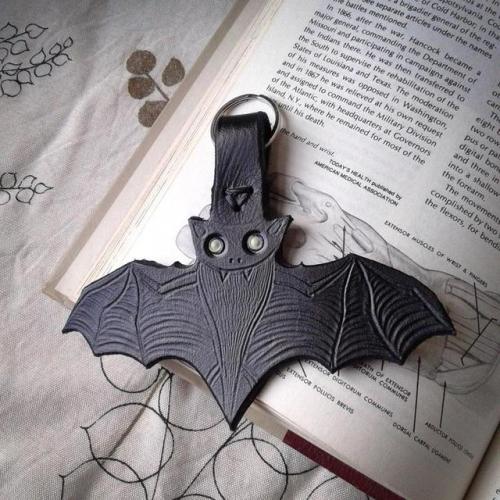 Bat Leather Keyring //StinkyGoblinEmporium