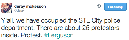 socialjusticekoolaid:   HAPPENING NOW (12/31/14): Ferguson St Louis protesters are demonstrating out front and occupying inside of St Louis Metropolitan PD HQ. Arrests have been made and pepper spray has been used. We’re closing out 2014 strong and