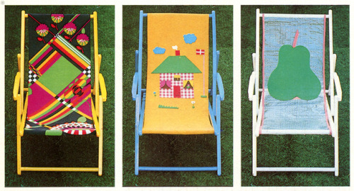 thegroovyarchives:DIY Deckchair DesignsFrom Bright Ideas For Your Home, 1978.