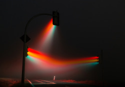 mymodernmet:  Traffic Lights by Lucas Zimmerman 5-20 second long exposure photos of traffic lights at foggy intersections in Germany. 