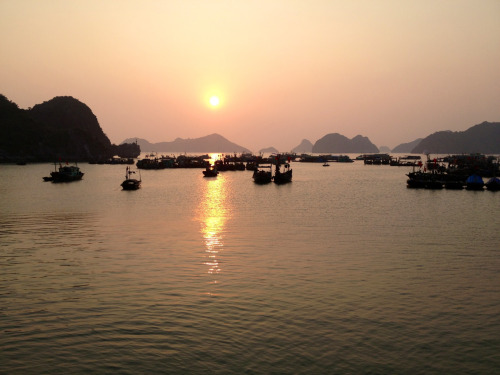 Halong Bay sunset from Cat Ba Island.