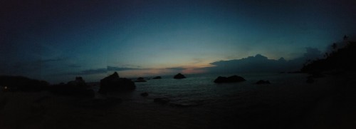 Dusk over the ocean and a lightning storm, Pulau Tioman