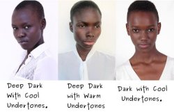 jolinxo:  darkchocolatecreature:  FOR ALL MY SISTAS HAVING TROUBLE FINDING THE RIGHT SHADE OF FOUNDATION/CONCEALER, THE KEY IS TO KNOW YOUR SKIN TONE AND UNDERTONE. HOPE THIS HELPS :) More info on artbecomesyou.com  This is important ! 
