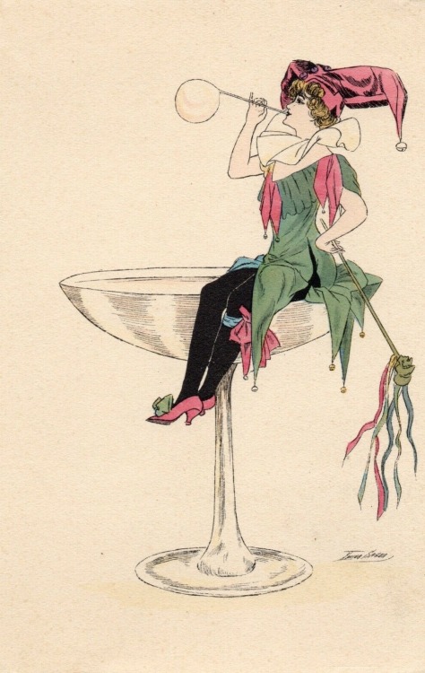 Xavier Sager depicts that classic - the Champagne coupe as perching point. 