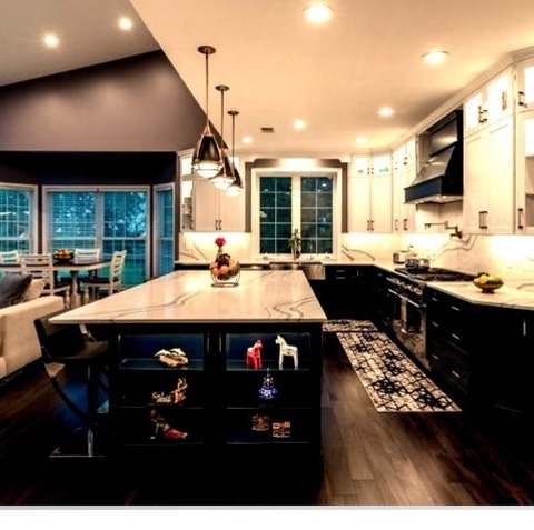 Dining Kitchen DC Metro An Image Of A Mid-sized, Modern, L-shaped Kitchen With A Gray Floor And A Medium