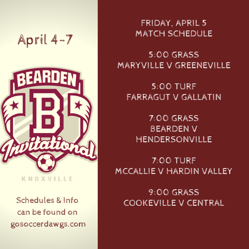 Bearden HS Soccer — Friday’s Games Complete schedule available under...
