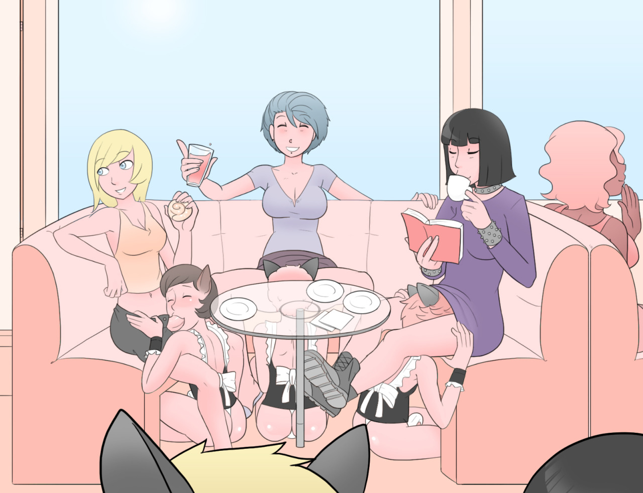  “Futa friends try out a new cat cafe, and enjoy casual blowjobs from the cat-eared