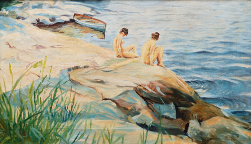 The Bathers   -   Paul FischerDanish , 1860-1934Oil/canvas, 34 x 56 cm,