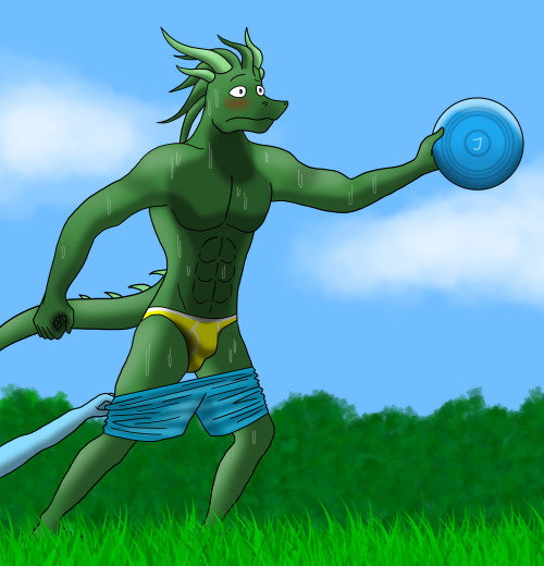 The crowd cheered as he grabbed the frisbee, ready to score. But his pursuer tripped and fell, grabbing at something to break his fall.Then he felt his pants come down, exposing his sweaty yellow briefs he wore. The skins might have won that match, but