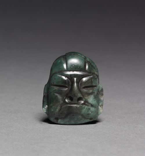 ancientpeoples:Olmec culture, Mexico, c. 900-400 BC1. Miniature jadeite mask, 3.80 x 3.20 cmSource: 