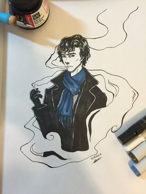 Inktober Day 4 - BBC’s SherlockDon’t smoke like he does, it’s bad for you lol.