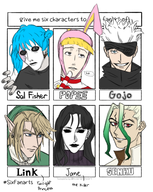 Six Fanart Challenge Ft Characters Recommended By Insta Followers