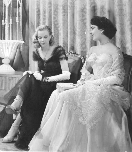 gatabella:Elizabeth Taylor and Honor Blackman in Conspirator, 1949