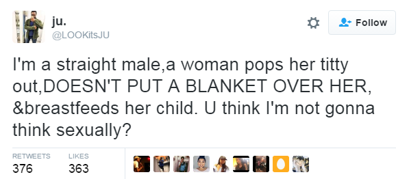 destinyrush: People who think a woman breastfeeding her baby is sexual seriously