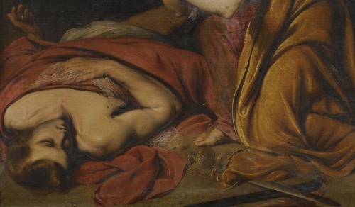 Pyramus and Thisbe.(detail).Oil on panel.Art by François Venant.(1591-1636).