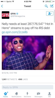 leximoron:callmeganjaman:kenyanxgyal:brbjellyfishing:blogfrenzy:cumnog:beautifulblackmen:The Internet is amazing“According to Billboard, on-demand audio streams of Nelly’s 2002 smash single have sky-rocketed by 219 percent following the initial news