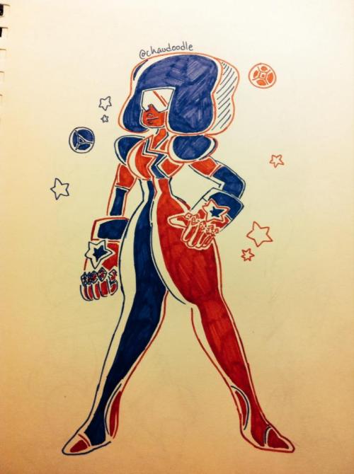 chaudoodle:  inktober day 7!!! Garnet!!!!!!!  Reblog and Follow if you love garnet! “I am their Fury, I am their Patience, I am a conversation” used blue and red only!! 