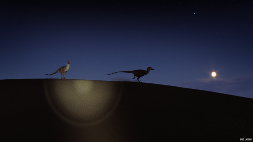 Night Stalkers Yet another remake/reimagining of a 2012 illustration, featuring Velociraptors.Patr