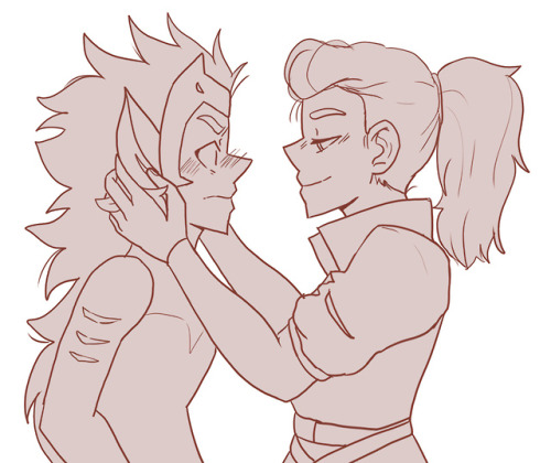 hermajestythebomb: sconefacedgirl: more flirty Adora and flustered Catra for Ko-fi request @lesbians