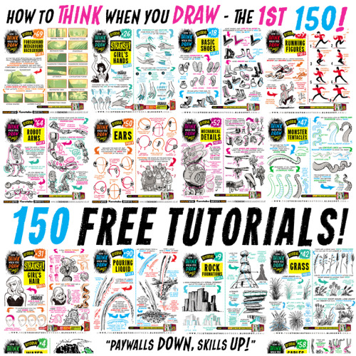 etheringtonbrothers:For those of you that like everything neatly organised, here’s links to EVERY ONE of my first 150 how to THINK when you draw TUTORIALS, in ALPHABETICAL ORDER for #SkillUpSunday! Enjoy, link, pin, share! Cheers!Lorenzo!How to draw