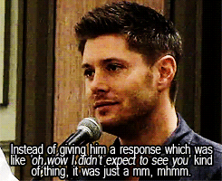 jensenacklesmishacollins:  One version: “I don’t want a stick of jerky but I’d